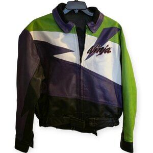Vintage 90s Kawasaki Ninja Men's Size large Leather Jacket Motorcycle Racing